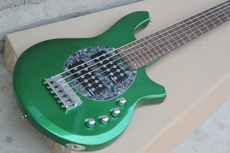 Бесплатная доставка Новое Прибытие 6 Строки Music Man Bongo Electric Bass Guitars Зеленый Цвет с Активность Доставка Бас-Гитара