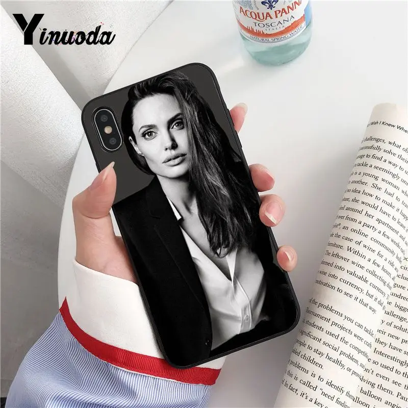 Yinuoda Angelina Jolie черный ТПУ мягкий телефон чехол для iphone 8 7 6 6S Plus 5 5S SE XR X XS MAX Coque Shell Fundas Capa