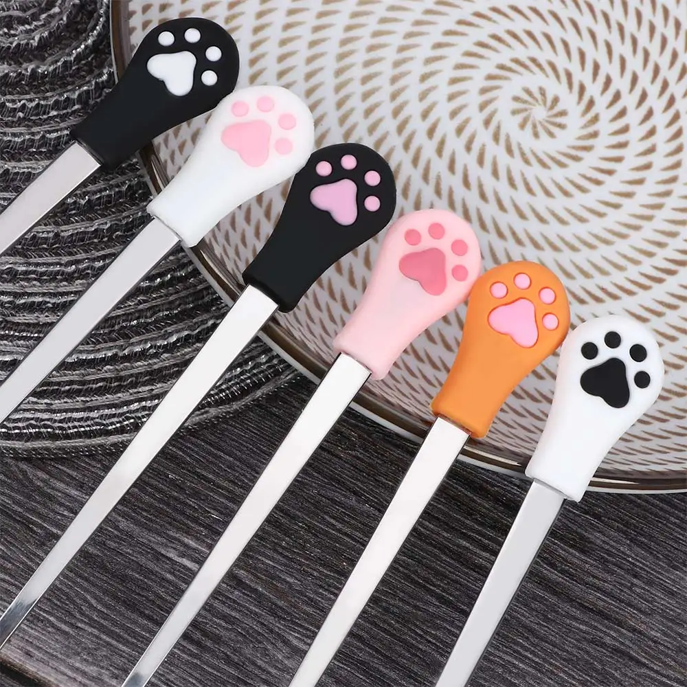 1 Pcs Stainless Steel Cute Cat Claw Coffee Spoons Fruit Fork Dessert Spoon Candy Tea Spoon Cat Drink Tableware Kitchen Supplies