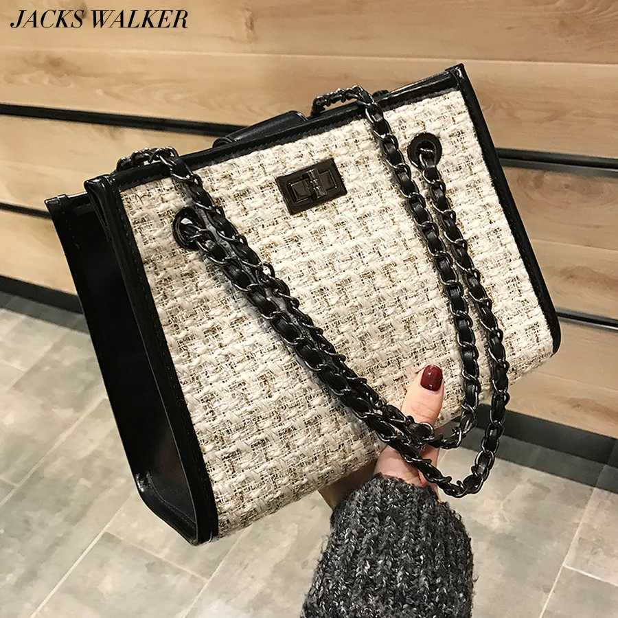 

Large-capacity Woolen Shoulder Bag For Women Solid Color Chain Shoulder Bag Luxury Handbags Women Bags Designer
