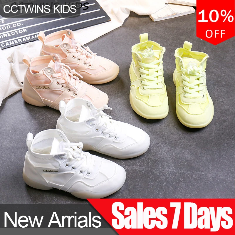 

CCTWINS Kids Shoes 2019 Autumn Fashion Girls High Top Sport Shoes Mesh Black Sneakers for Children Soft Clearance Trainer FH2447