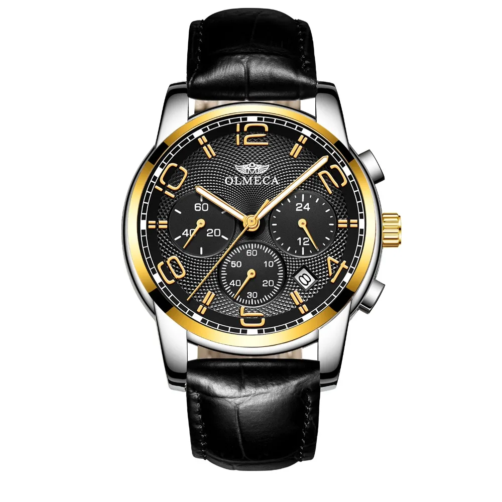 Часы наручные Relojes Мужские кварцевые модные спортивные деловые с кожаным
