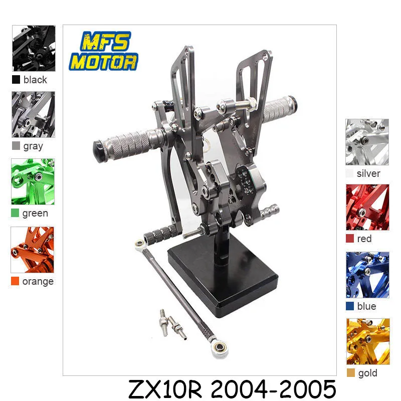 

For Kawasaki Ninja ZX10R 2004 2005 CNC Adjustable Rearset Motorcycle Accessories Foot Rest Foot Pegs ZX-10R Footrests