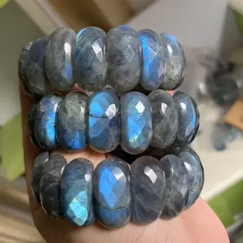 

blue rainbow Labradorite bracelet natural gemstone jewelry bangle for woman for gift wholesale !