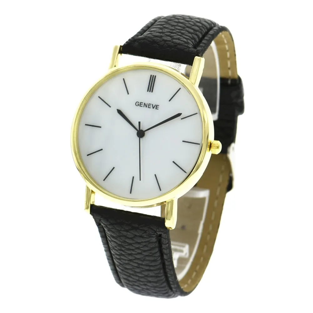 100 pz/lotto nuovo geneve vigilanza di cuoio di marca wrap quarzo cassa in  oro orologio casual per il commercio all'ingrosso unisex nero di puntamento  orologio da polso|watch band display case|watch mkwatch replica -