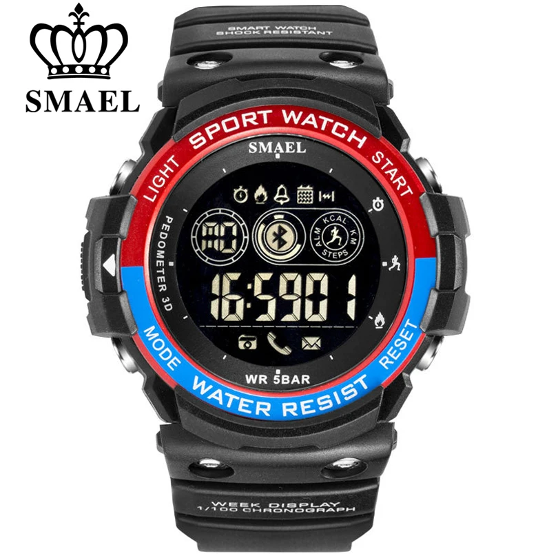 SMAEL Sports Mens Smart Watch Men Pedometer Calories Reminder Multi-Functions Smartwatch Digital Wrist Watches Mens Bluetooth