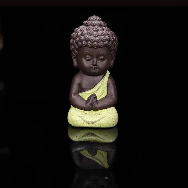 Ceramic Little Monk Figurine Home Decor Buddha Statue Figures Ornament for Car Living Room Teahouse LAD-sale