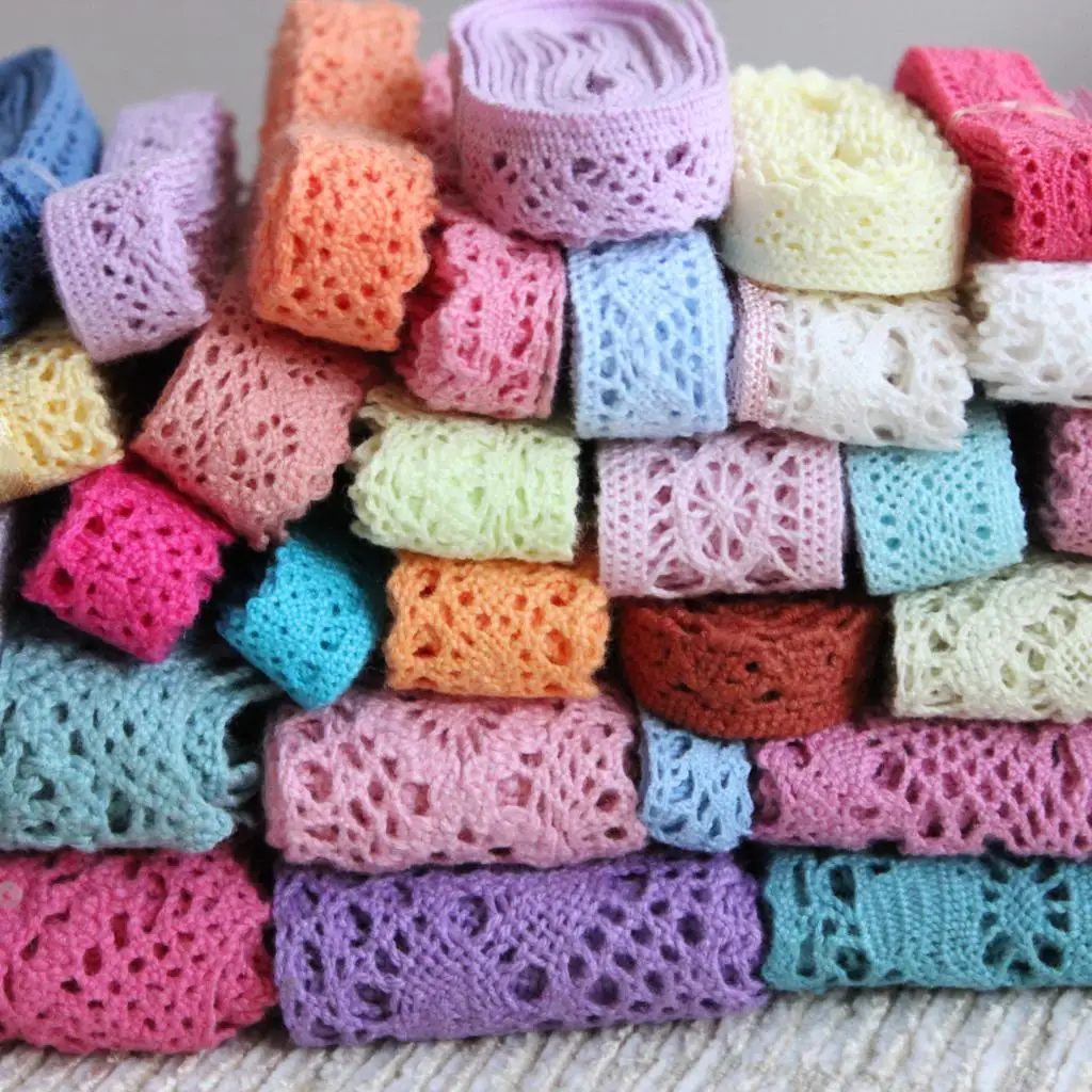 

Color lace 25 yards(5 yards/pc,5pcs/lot) quality COTTON LACE TRIM GORGEOUS random colors/size