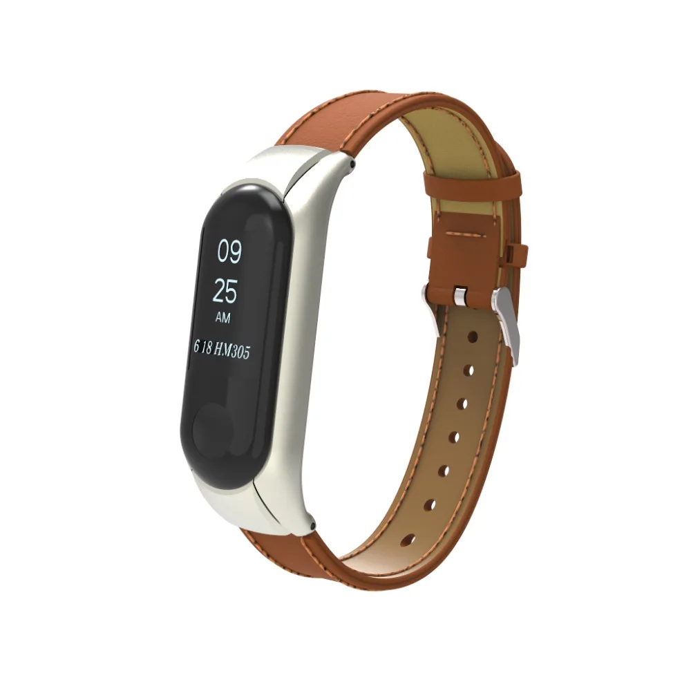 Модный легкий кожаный ремешок для Xiaomi Mi 3 Смарт-часы браслет для Xiaomi Mi 3 Кожаный ремешок на запястье - Цвет: A brown