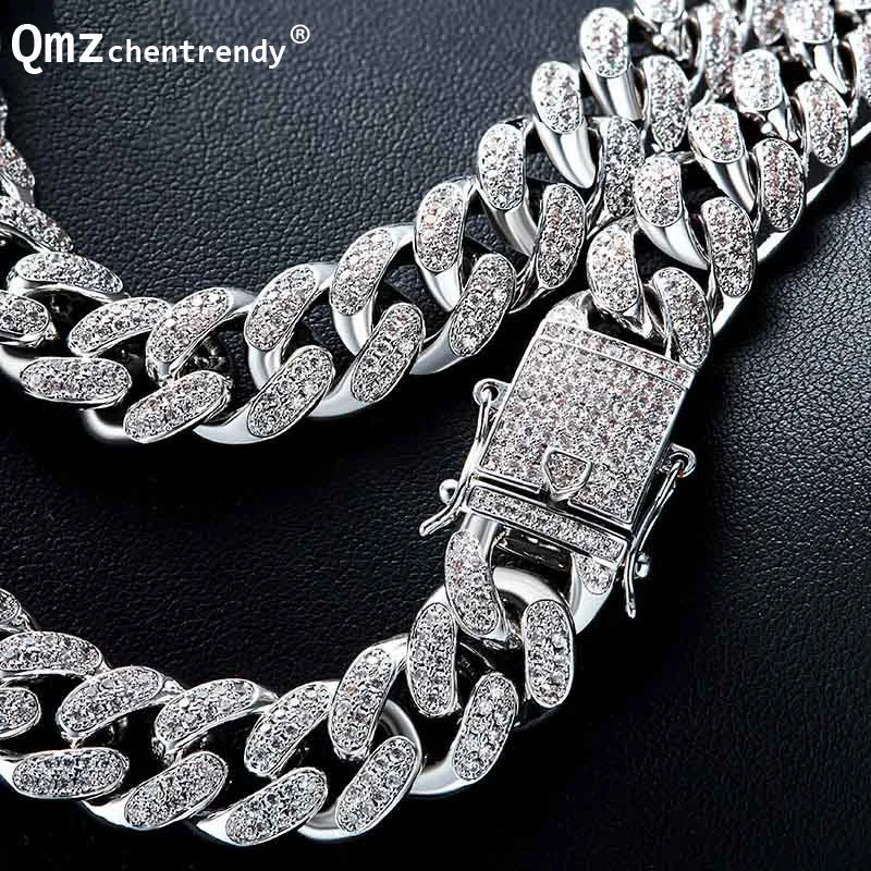 Sterling Silver Cuban Link Chain With 14k Gold CZ-Cut Links - 925 Silver, 4-11mm Width, 18\"-30\" Length, Hip-Hop Style