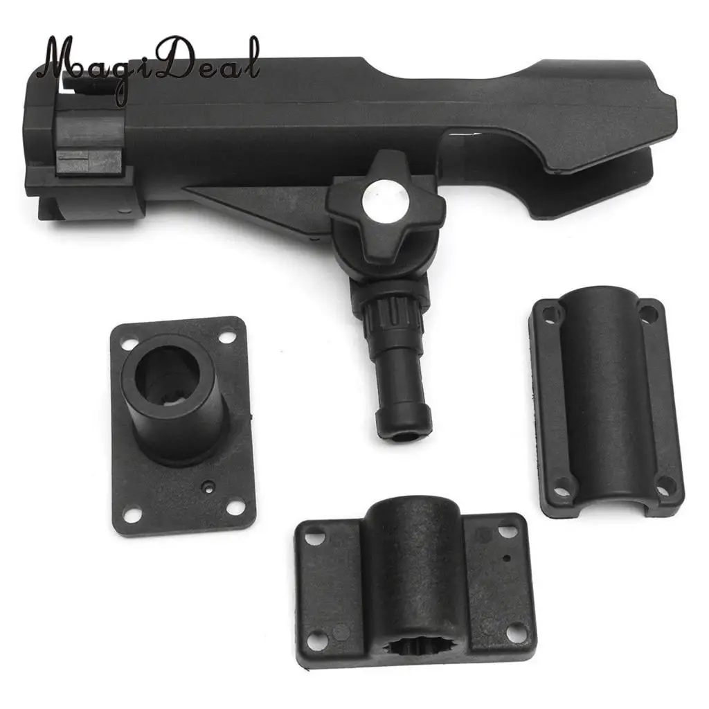 MagiDeal Top Quality 4Pcs Adjustable Side Rail Mount For Kayak Boat Fishing Pole Rod Holder Tackle Kit Fishing Accessory Black