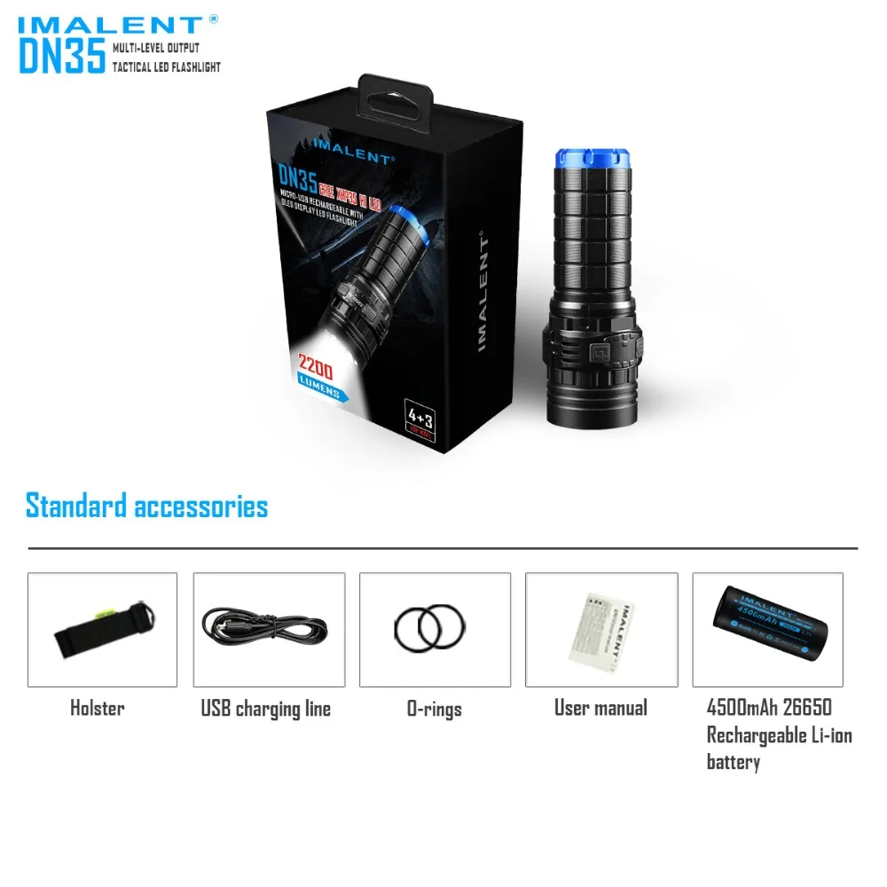 IMALENT DN35 CREE XHP35 светодиодный портативный USB 26650 аккумуляторная пятно фонарик с O