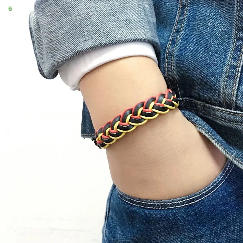 

ZotatBele Brown&Red&Yellow Bangle Vintage Braided Genuine Leather Bracelet Wrap Bracelet Men and for Women SF178