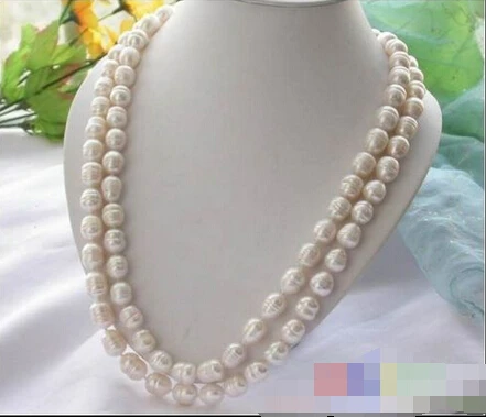 

FREE SHIPPING>>>@@ > p1732 50" 15MM white RICE FRESHWATER CULTURED PEARL NECKLACE ^^^@^Noble style Natural Fine jewe &