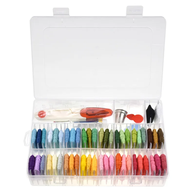 

50 Colors Threads Embroidery Floss Set with Box Friendship Bracelets Floss with Bobbins Sewing Needles Scissors Sewing Kits