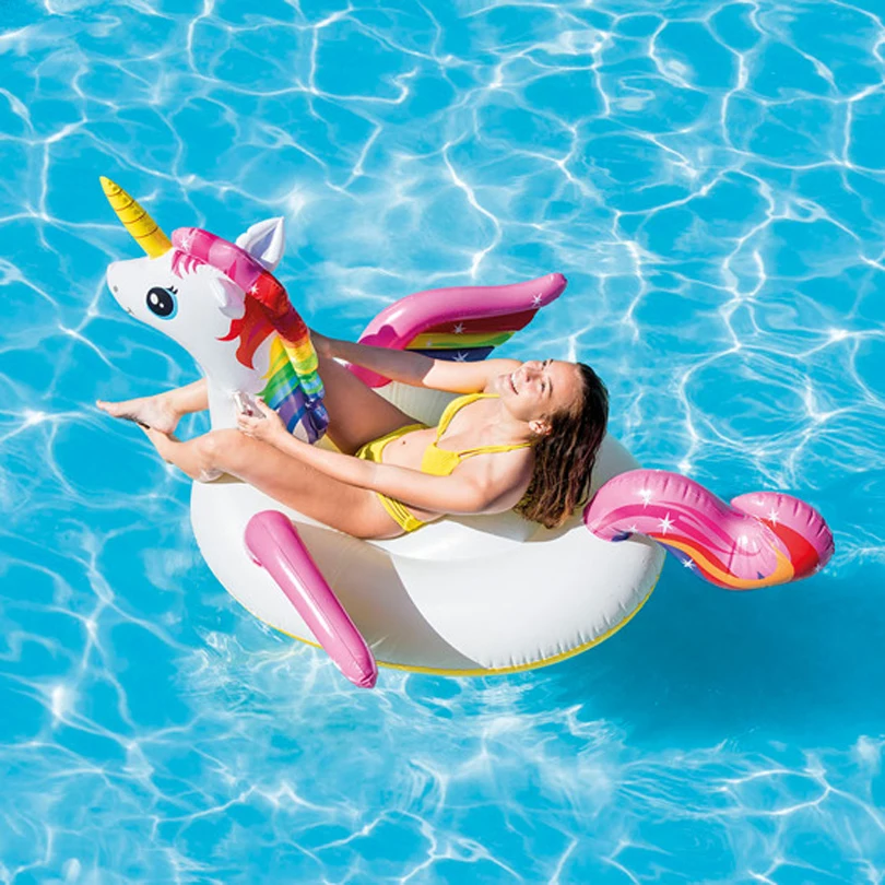Egoes INTEX 57561 Inflatable Kid & Adult Swimming Pool Ride-On Colorful Unicorn Float Egoes INTEX 57561 Inflatable Kid & Adult Swimming Pool Ride-On Colorful Unicorn Float