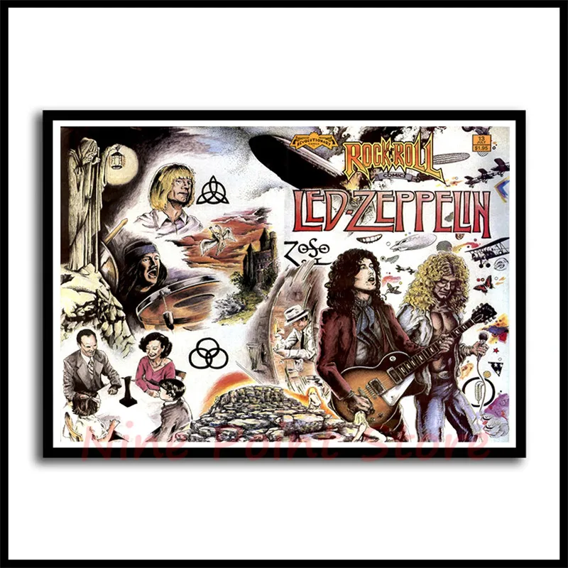 Led Zeppelin рок-музыка с покрытием бумажные Плакаты для дома спальни общежития Настенный декор Бескаркасный плакат - Цвет: Красный