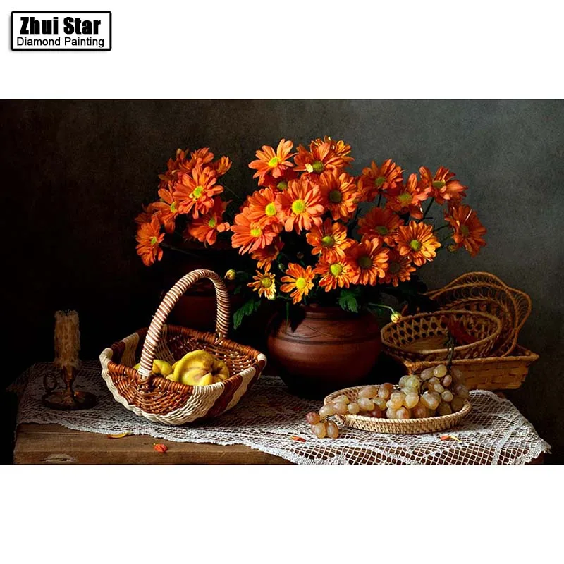 

Full Drill Square Diamond 5D DIY Diamond Painting"Flowers and fruit"Diamond Embroidery Cross Stitch Rhinestone Mosaic Painting