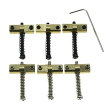 Dopro Vintage compensada Tele puente de latón conjunto de 3 sillín con tornillos cromados/negros apto para Fender Telecaster