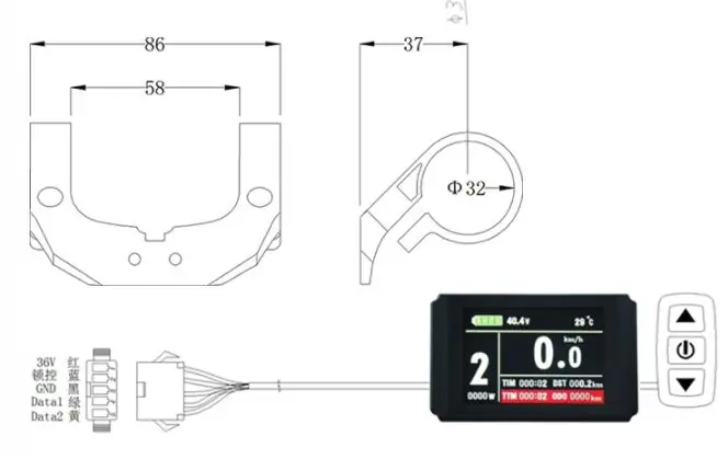 E-велосипеда 24 V/36 V/48 V KT LCD8H Цвет матрица Дисплей интеллигентая(ый) метр Управление Панель с 5 контактов штекер для KT конт