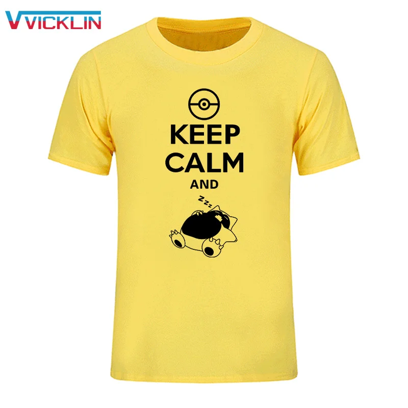 Новинка 2019 модная футболка с надписью Keep Calm And Carry On Snorlax Sleep Pokemon хлопковая