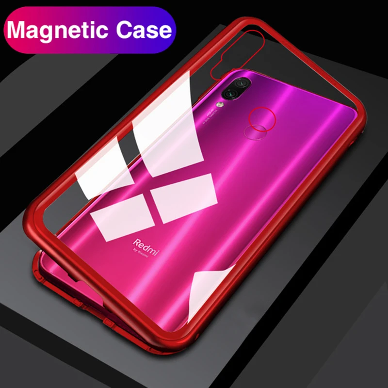 

Magnetic Flip Adsorption Phone Case for Xiaomi Redmi Note 7 6 Pro Tempered Glass Back Cover Xiomi Xaomi Mi 9 8 Lite Pocophone F1