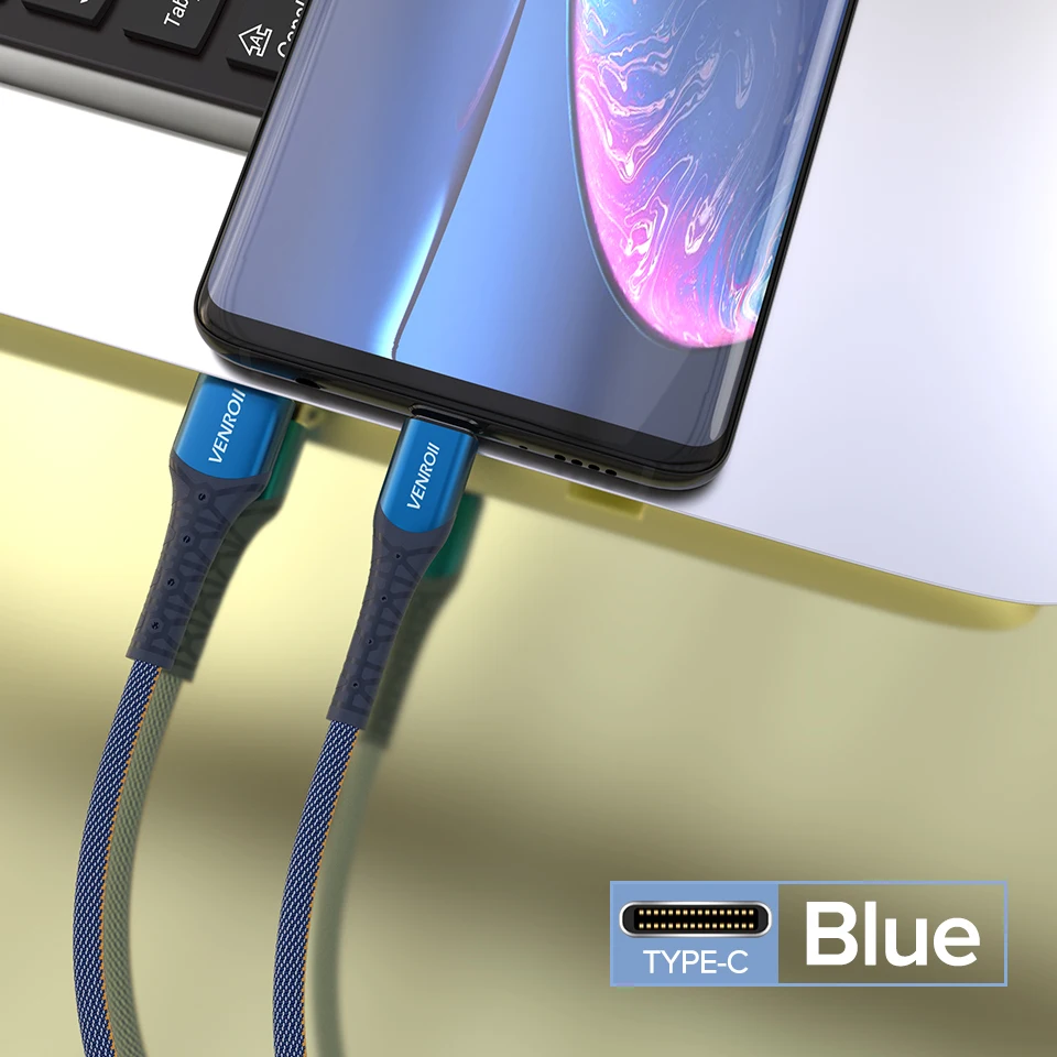 Venroii Быстрая зарядка usb type C кабель Мобильный телефон шнур USBC Кабо 5A Supercharge QC3.0 провод для Honor huawei mate 20 10 P30 Pro