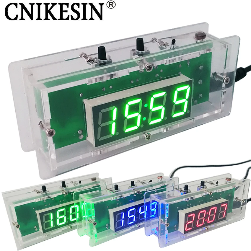 CNIKESIN-DIY-kit-Digital-clock-Electronic-clock-C51-microcontroller-LED-digital-temperature-control-diy-clock-3colors