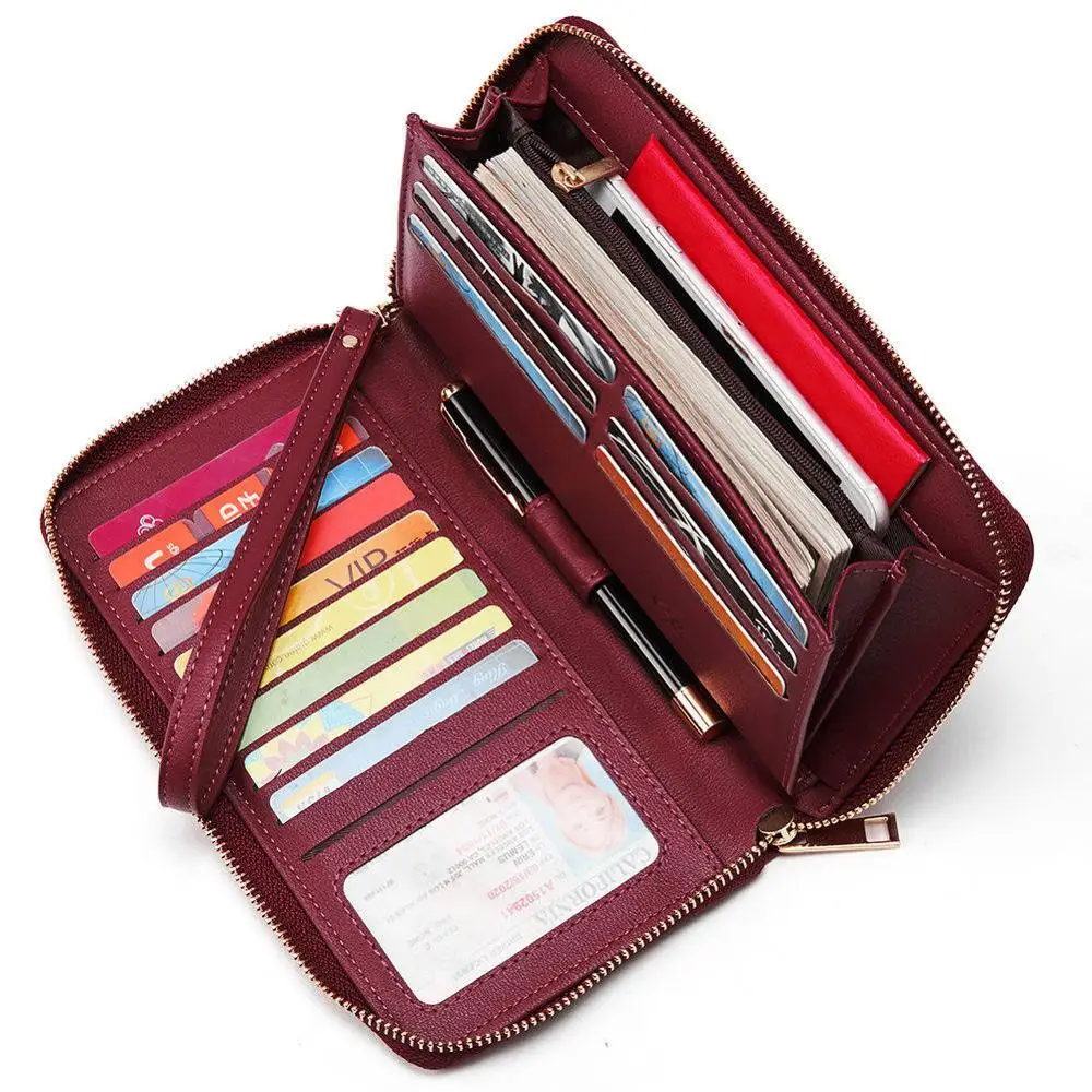 wine red wallet Новинка, женский кошелек, Женский кошелек, известный бренд, с отделением для карт, для мобильного телефона, с карманом, искусственная кожа, Женский кошелек, клатч, женский кошелек - Цвет: wine red wallet