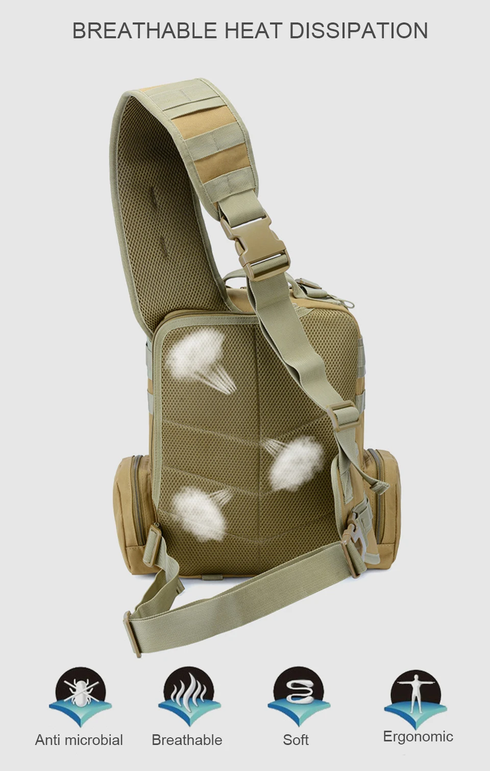 Outdoor Sports Tactical Bag Military Bags Assault Camouflage Bagpack Waterproof Shoulder Bag Pack Molle Messenger Chest Daypack (5)