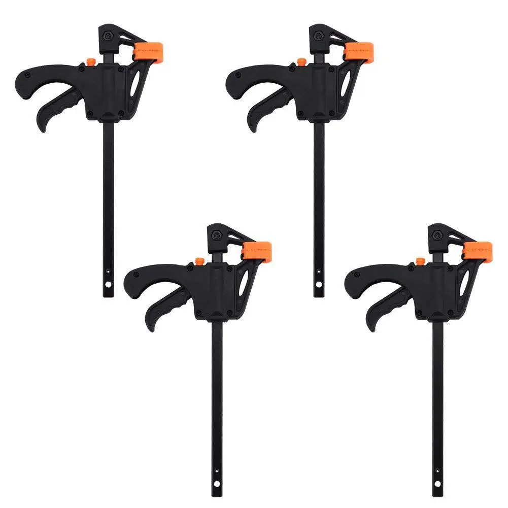 

Plastic F Clamps Set 4-Piece, 100mm 4 inch Bar F Clamps Clip Grip Quick Ratchet Release Woodworking DIY Hand Tool Kit