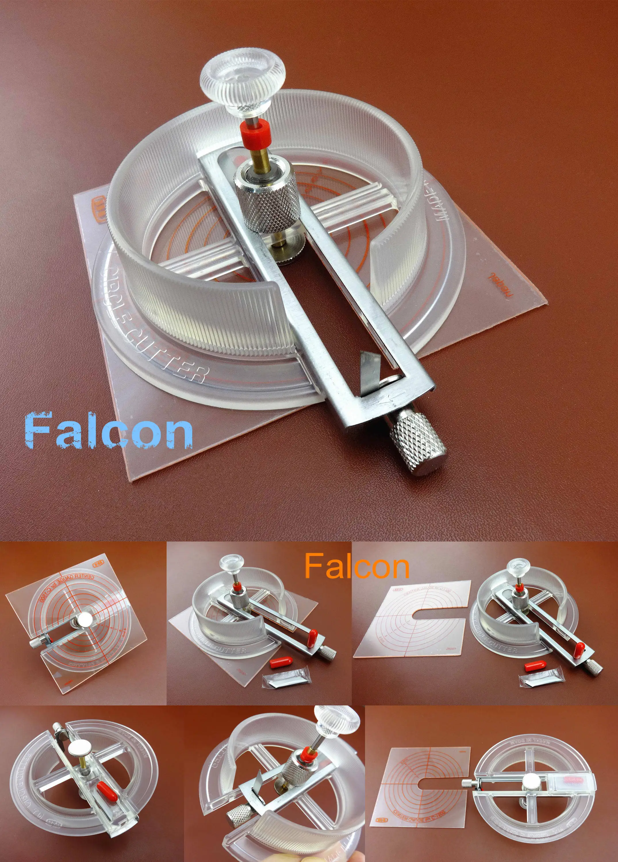 

1set Leather Crafts Utility Circle Compass Cutter Knife for Leather With 6 Blades Sewing Stitching Carving Stamping Groover Awl