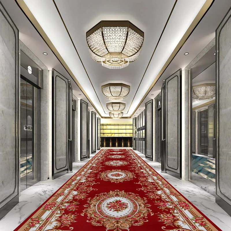 

Customize European Classical Red Aisle Corridor Carpet Hallway Living Room Large Rugs Bedroom Rectangle Mat tapete alfombras