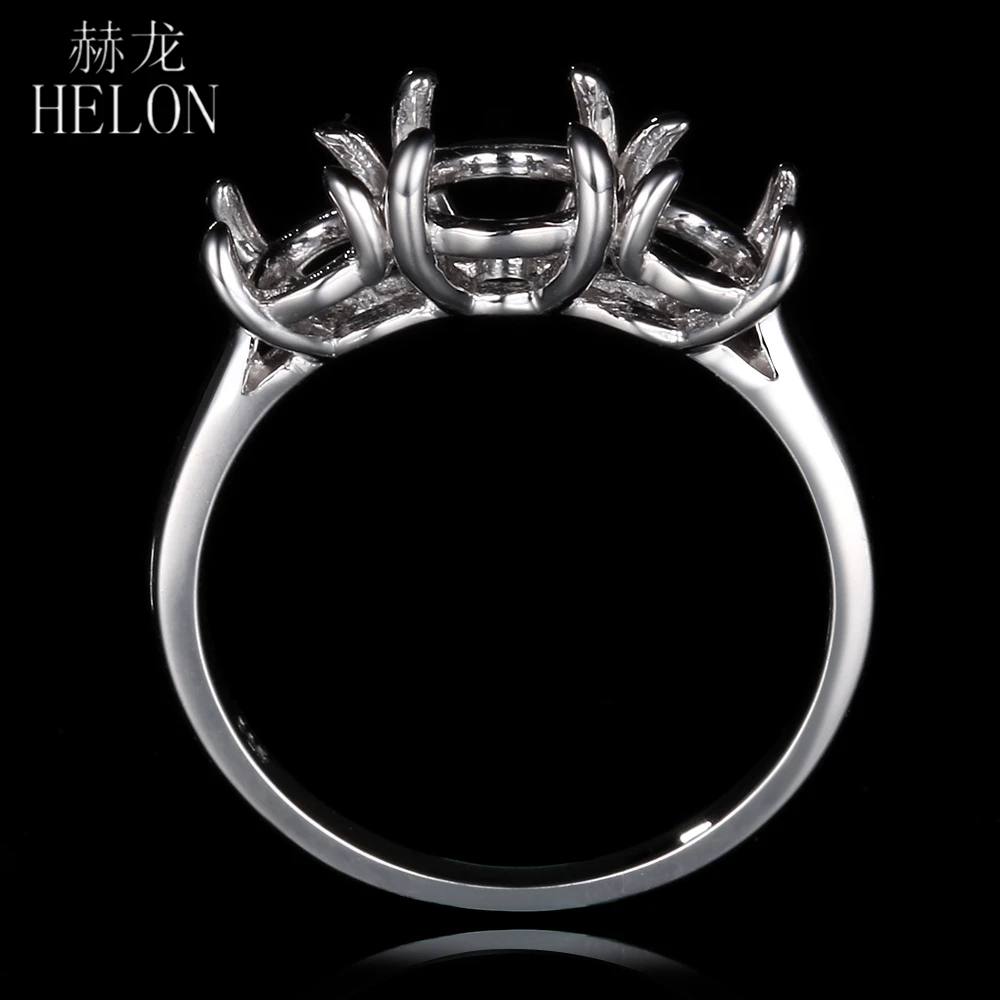 

HELON HOT SOLID 14K WHITE GOLD THREE STONE ROUND CUT 6MM ENGAGEMENT WEDDING SEMI MOUNT FINE WOMEN'S JEWELRY RING