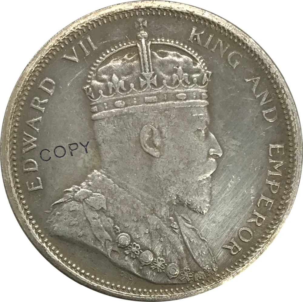 

1907 Malaysia Straits Settlements 1 One Dollar Cupronickel Plated Silver Collectibles Copy Coin