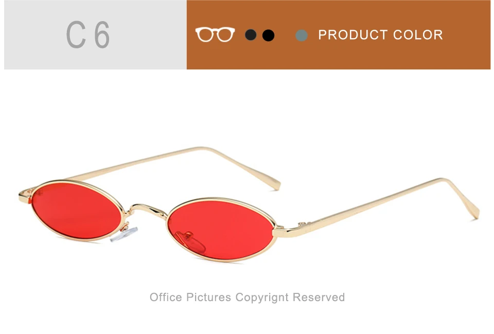 jumlai men Small Oval Sunglasses Fashion Metal Frame Men Clear Red Yellow Lens Shades Sun Glasse UV400  (5)