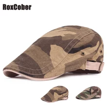 RoxCober Мужская камуфляжная хлопковая кепка-восьмиклинка Гольф Вождение Солнце Открытый Мода Lvy плоская кепка водитель, разносчик газет Регулируемый головной убор береты