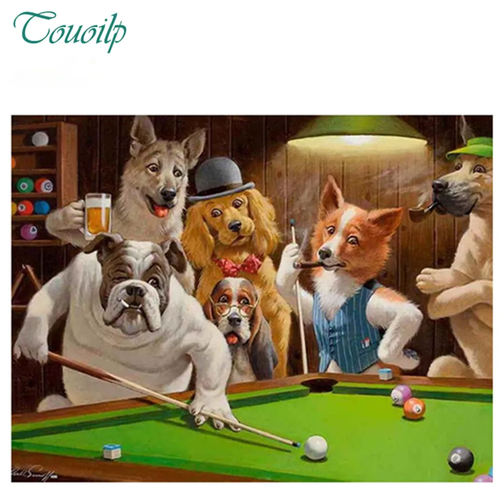 

Diamond Embroidery DIY Diamond Painting smoke Dogs Playing Pool Billiards Full Square&round Cross Stitch Rhinestones Decor