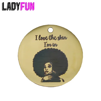 

Ladyfun Afro Woman Stainless Steel Charms- I Love The Skin I'm In Charm for jewelry making