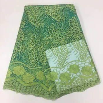 

Green African Lace Fabric 2018 Embroidered Nigerian Lace Fabric High Quality 3 D Flower Embroidered French Tulle Lace Fabric