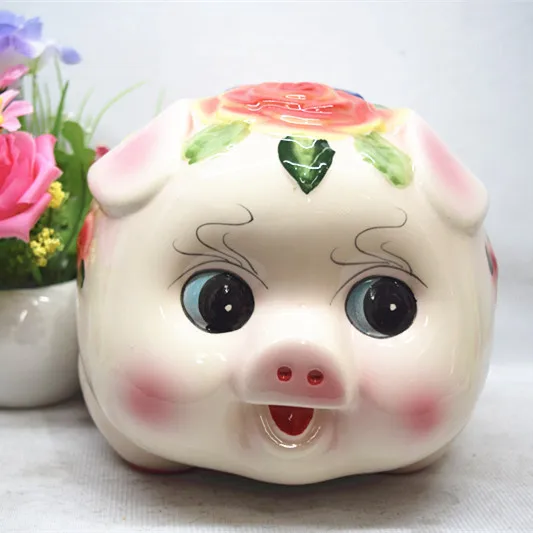 Ceramic Piggy Bank Piggy Bank Creative Gift Display Cute Fortune Into The Treasure Coin Box Desktop Placement Coin Box