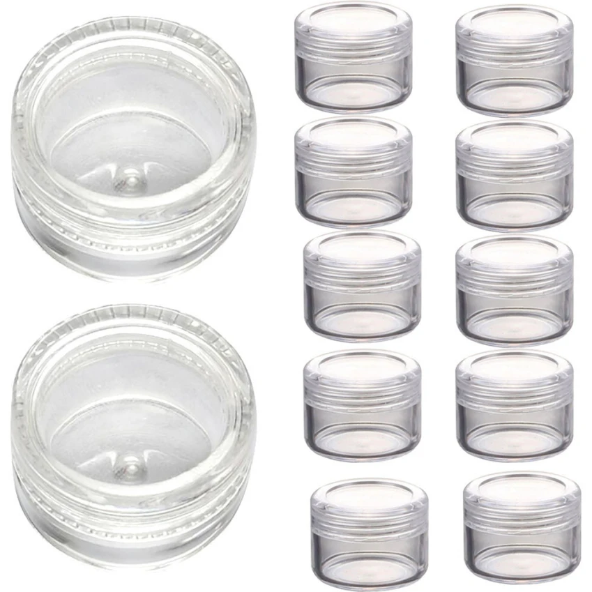 

New Arival 50Pcs Clear Plastic Empty Cosmetic Sample Containers Jars Pots Small 3g Oct28