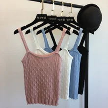 Amolapha Для женщин Повседневное трикотажные топы Однотонный жилет милые женские топы на бретельках