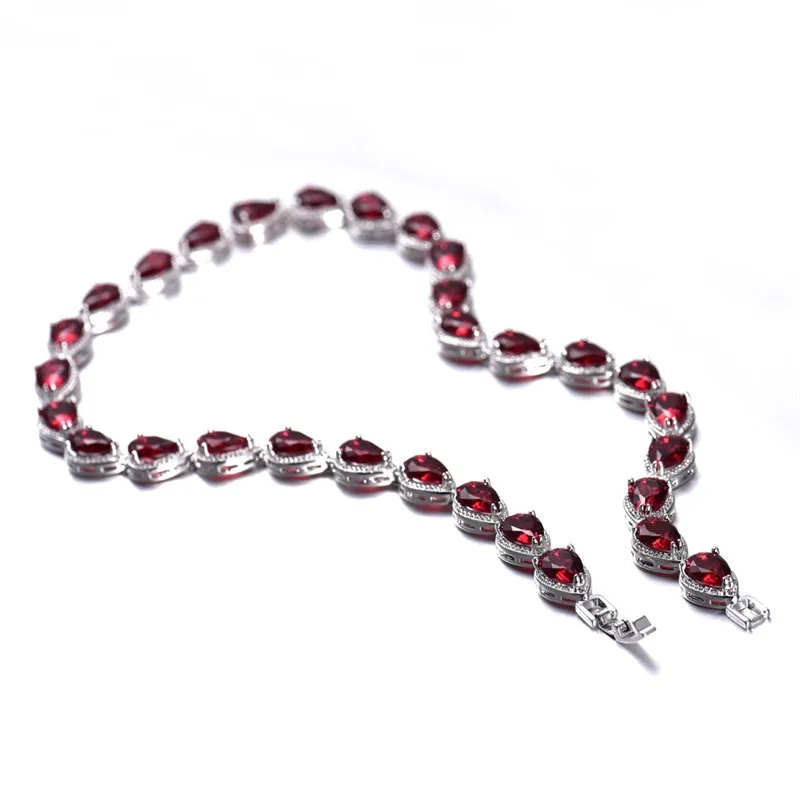 BUDONG модные капли кристалл Серебристый цвет ААА+ цепочка Ожерелье для женщин красный/синий кубический цирконий Свадебные украшения XUP090