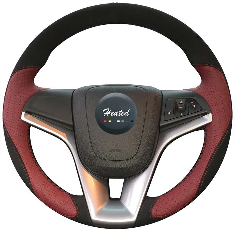 Wine Red Leather Black Suede Car Steering Wheel Cover for Chevrolet Cruze 2009 2014 Aveo
