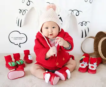 

Fashion Christmas Baby Socks With Rubber Soles kid shoe sock Infant Cartoon Floor Socks Shoes Autumn Non-Slip Thick Towel Socks