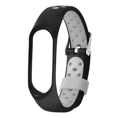 Силиконовый ремешок двойной цветной ремешок для спортивных часов для xiaomi mi band 3 ремешок для браслета аксессуары сменный ремешок для mi Band 3 - Цвет ремешка: Black gray