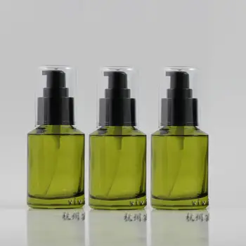 

60ml olive green Glass lotion bottle with black plastic lotion pump,cosmetic packing,cosmetic bottle,packing for liquid