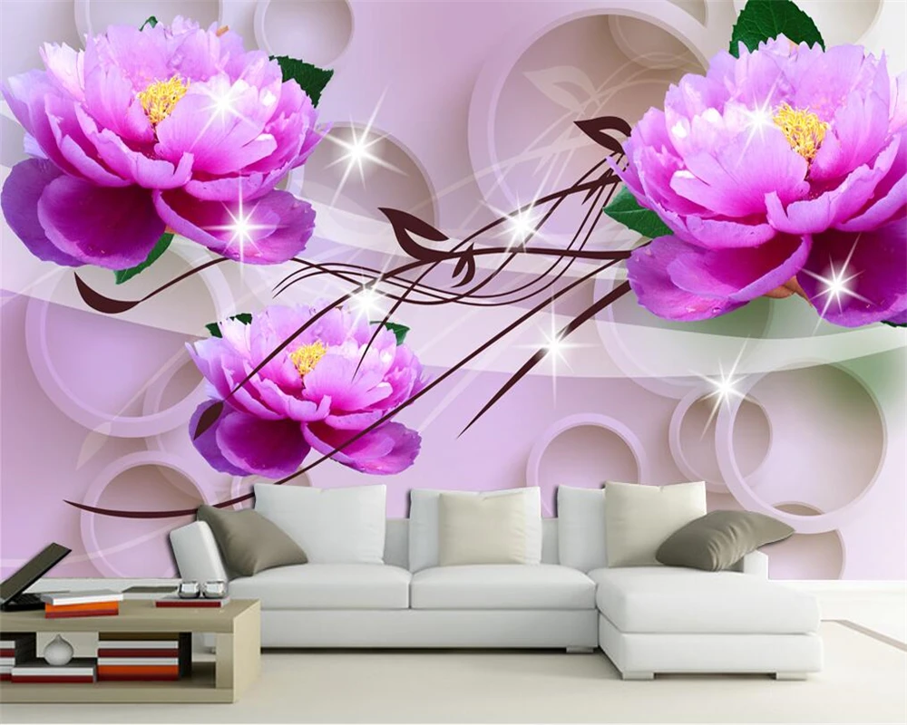 

Beibehang 3D Wallpaper Home Decorative Sofa Living Room Custom Photo Wallpaper Fantasy Pink Lotus Mural wallpaper for walls 3 d