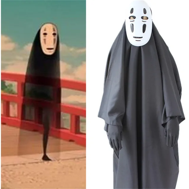 takerlama no face man spirited away cosplay costume with mask gloves
